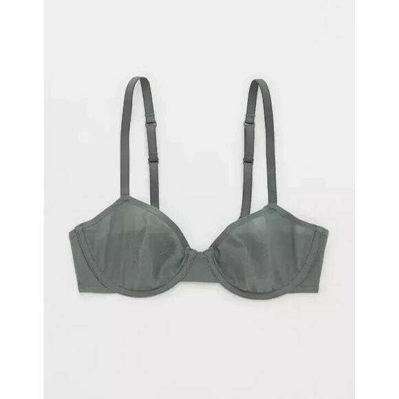 Smoothez by Aerie Bra Full Coverage Sheer Mesh Unlined Underwire In Sage 36D NEW - Picture 9 of 10